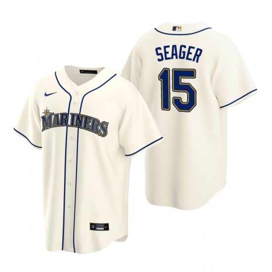 Men's Nike Seattle Mariners 15 Kyle Seager Cream Alternate Stitched Baseball Jersey