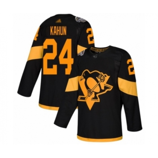 Women's Pittsburgh Penguins 24 Dominik Kahun Authentic Black 2019 Stadium Series Hockey Jersey
