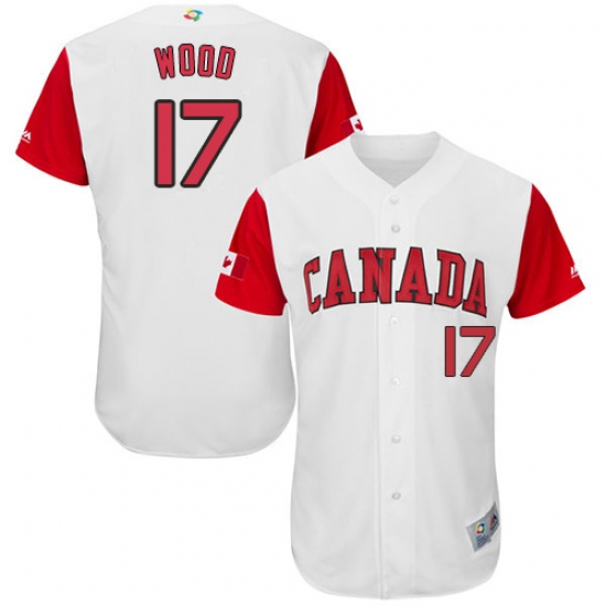 Men's Canada Baseball Majestic 17 Eric Wood White 2017 World Baseball Classic Authentic Team Jersey