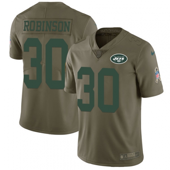 Men's Nike New York Jets 30 Rashard Robinson Limited Olive 2017 Salute to Service NFL Jersey