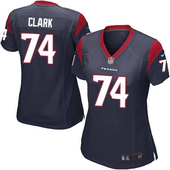 Women's Nike Houston Texans 74 Chris Clark Game Navy Blue Team Color NFL Jersey