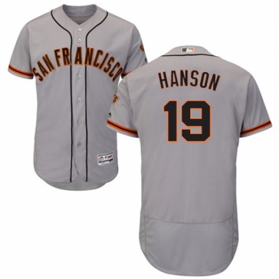 Men's Majestic San Francisco Giants 19 Alen Hanson Grey Road Flex Base Authentic Collection MLB Jersey