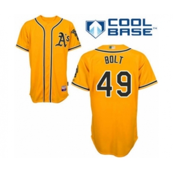 Youth Oakland Athletics 49 Skye Bolt Authentic Gold Alternate 2 Cool Base Baseball Player Jersey