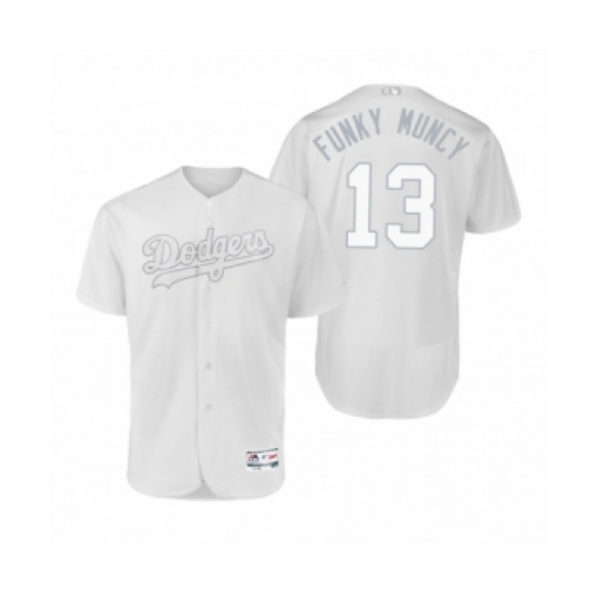 Men's Los Angeles Dodgers 13 Max Muncy Funky Muncy White 2019 Players' Weekend Authentic Jersey