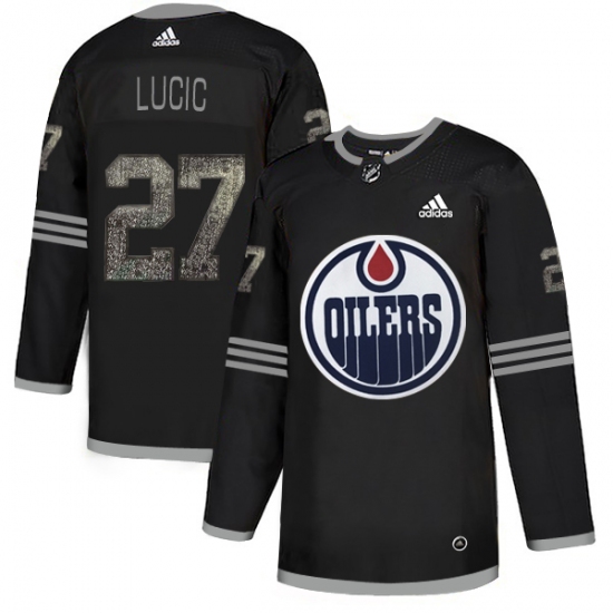 Men's Adidas Edmonton Oilers 27 Milan Lucic Black Authentic Classic Stitched NHL Jersey