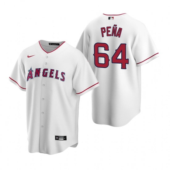 Men's Nike Los Angeles Angels 64 Felix Pena White Home Stitched Baseball Jersey
