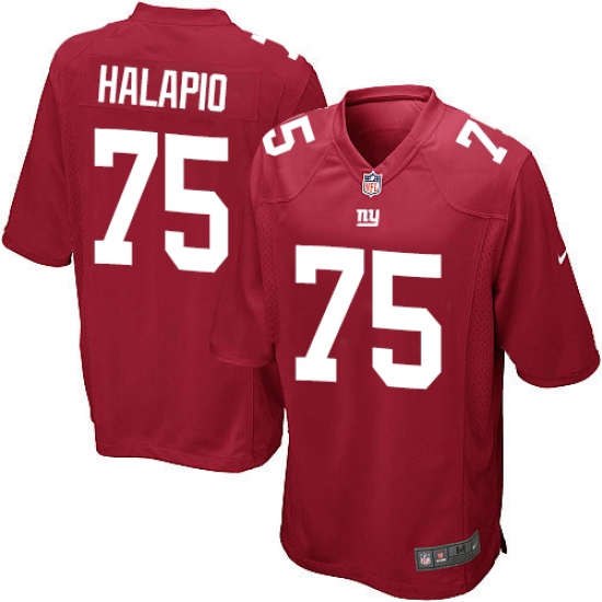 Men's Nike New York Giants 75 Jon Halapio Game Red Alternate NFL Jersey