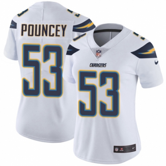 Women's Nike Los Angeles Chargers 53 Mike Pouncey White Vapor Untouchable Limited Player NFL Jersey