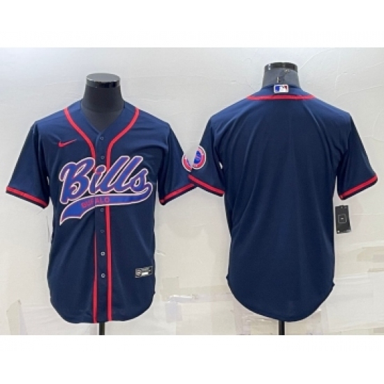 Men's Buffalo Bills Blank Navy Blue Stitched MLB Cool Base Nike Baseball Jersey