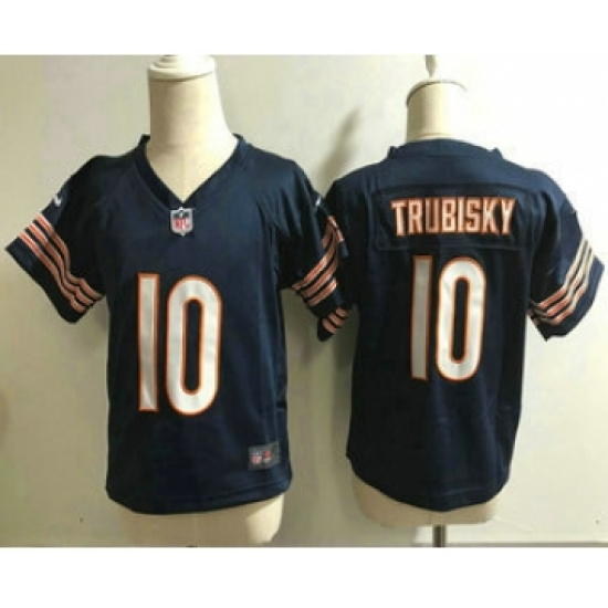 Toddler Chicago Bears 10 Mitchell Trubisky Navy Blue Team Color Stitched NFL Nike Game Jersey