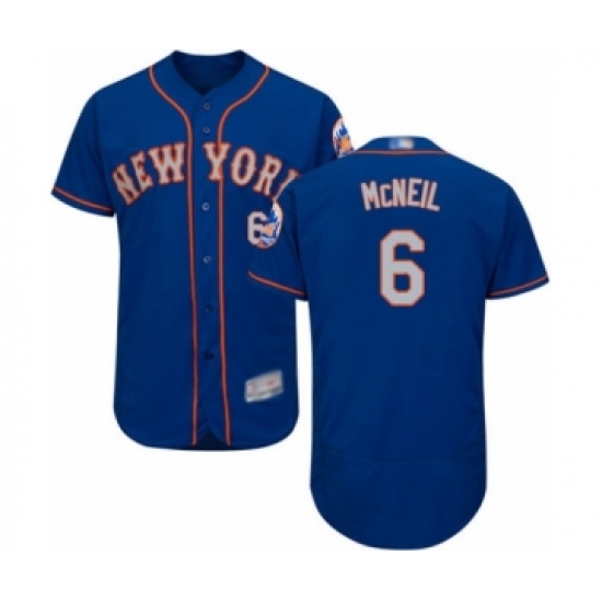 Men's New York Mets 6 Jeff McNeil Royal Gray Alternate Flex Base Authentic Collection Baseball Jersey