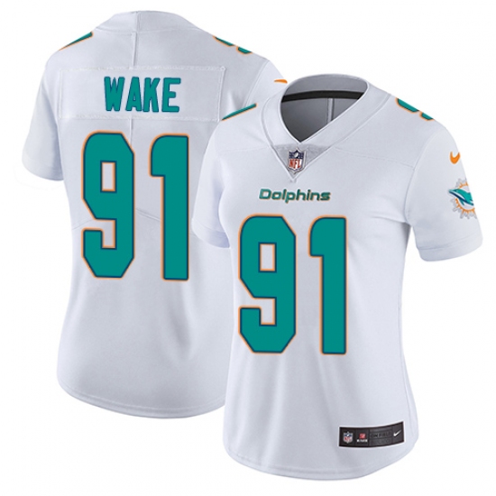 Women's Nike Miami Dolphins 91 Cameron Wake Elite White NFL Jersey