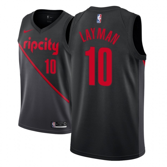 Men NBA 2018-19 Portland Trail Blazers 10 Jake Layman City Edition Black Jersey