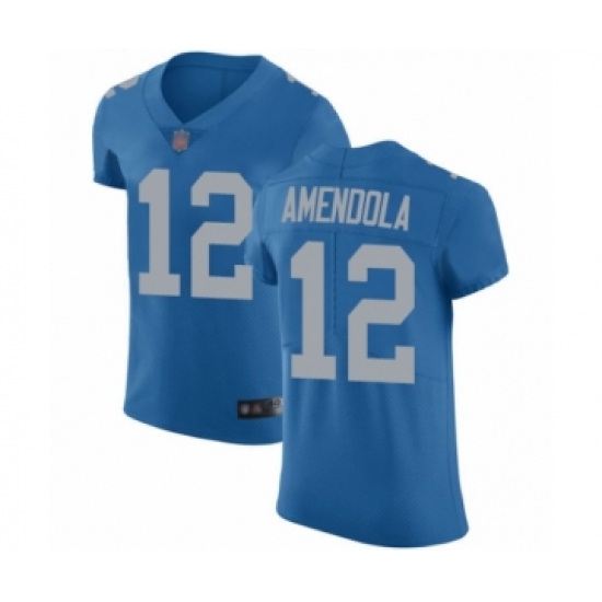 Men's Detroit Lions 12 Danny Amendola Blue Alternate Vapor Untouchable Elite Player Football Jersey