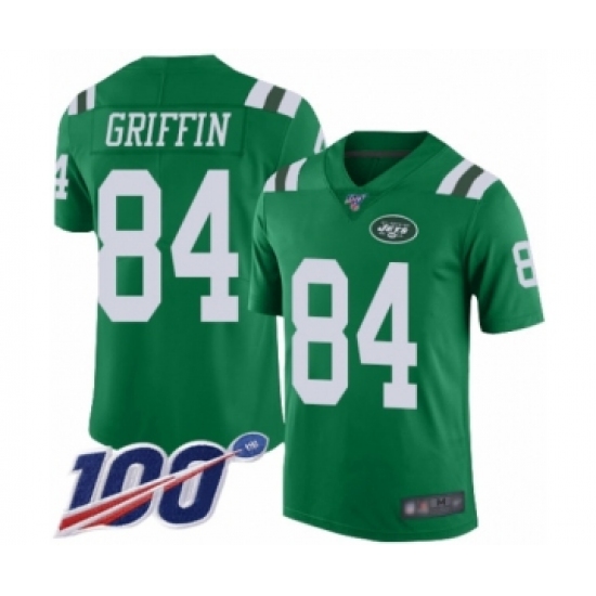 Men's New York Jets 84 Ryan Griffin Limited Green Rush Vapor Untouchable 100th Season Football Jersey