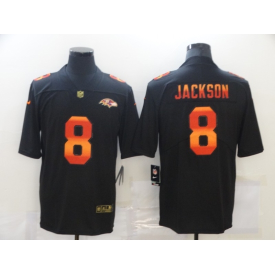 Men's Baltimore Ravens 8 Lamar Jackson Black colorful Nike Limited Jersey