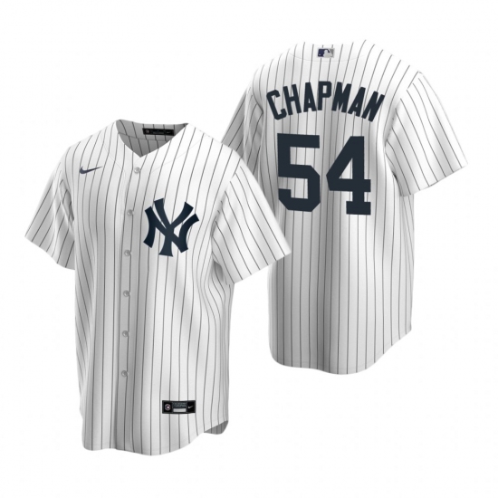 Men's Nike New York Yankees 54 Aroldis Chapman White Home Stitched Baseball Jersey