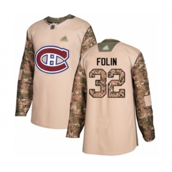 Youth Montreal Canadiens 32 Christian Folin Authentic Camo Veterans Day Practice Hockey Jersey