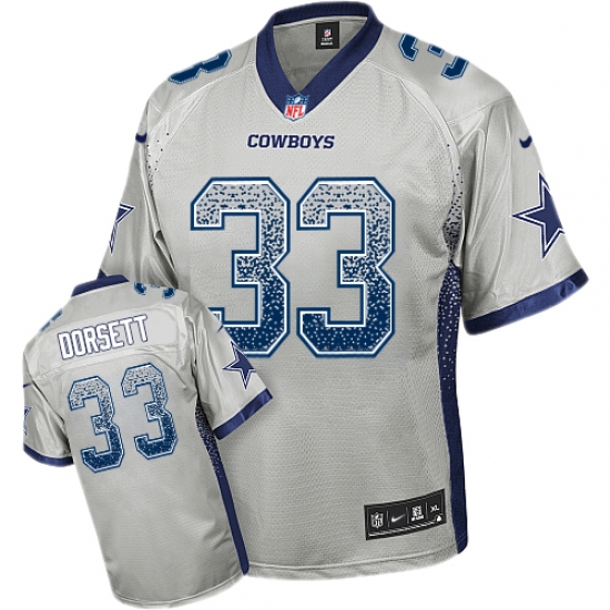 Men's Nike Dallas Cowboys 33 Tony Dorsett Elite Grey Drift Fashion NFL Jersey