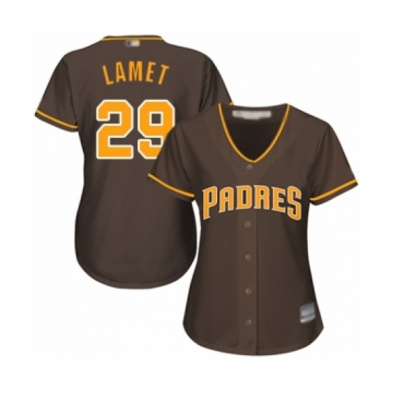 Women's San Diego Padres 29 Dinelson Lamet Authentic Brown Alternate Cool Base Baseball Player Jersey