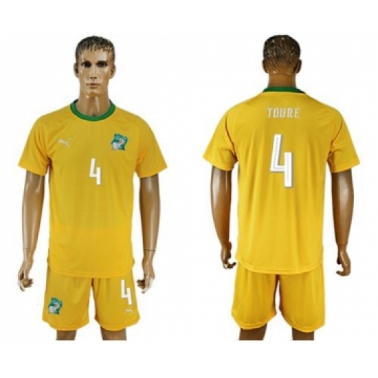 Cote d'lvoire 4 Toure Home Soccer Country Jersey