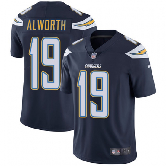 Men's Nike Los Angeles Chargers 19 Lance Alworth Navy Blue Team Color Vapor Untouchable Limited Player NFL Jersey