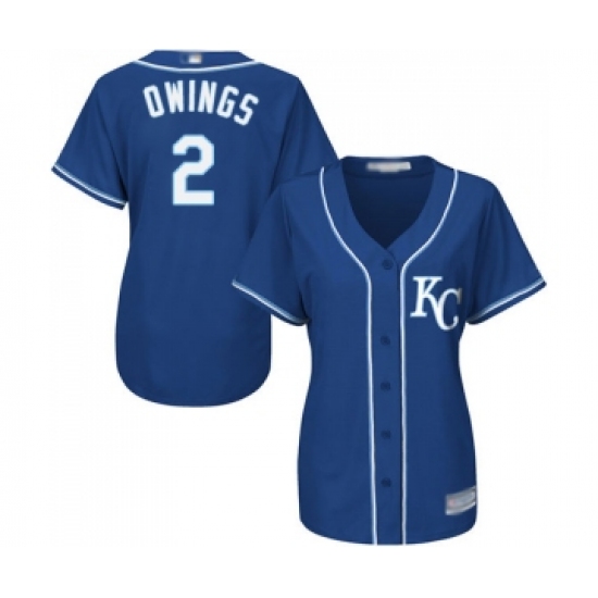 Women's Kansas City Royals 2 Chris Owings Replica Blue Alternate 2 Cool Base Baseball Jersey