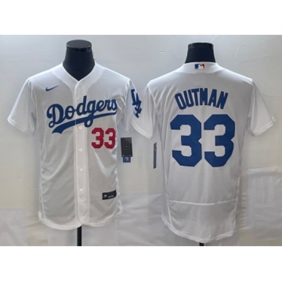 Men's Los Angeles Dodgers 33 James Outman White Flex Base Stitched Jersey