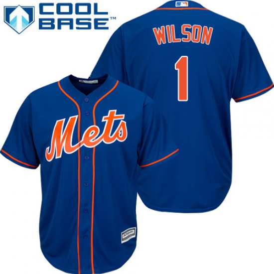 Men's Majestic New York Mets 1 Mookie Wilson Replica Royal Blue Alternate Home Cool Base MLB Jersey