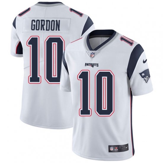 Men's Nike New England Patriots 10 Josh Gordon White Vapor Untouchable Limited Player NFL Jersey