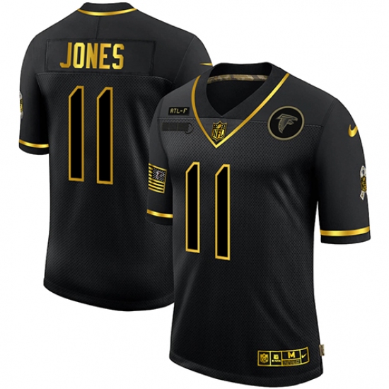 Men's Atlanta Falcons 11 Julio Jones Olive Gold Nike 2020 Salute To Service Limited Jersey