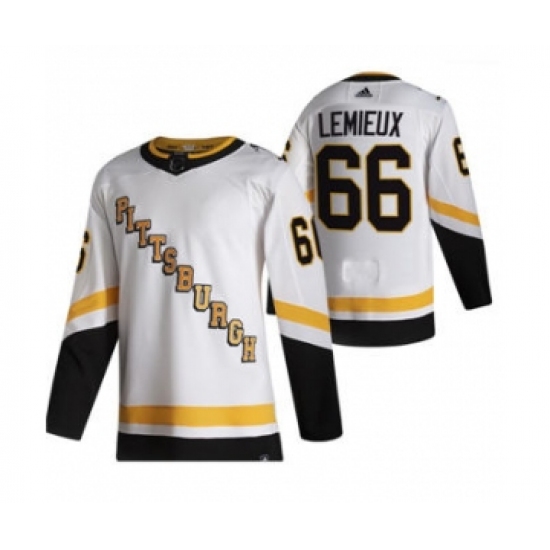 Men's Pittsburgh Penguins 66 Mario Lemieux White 2020-21 Reverse Retro Alternate Hockey Jersey