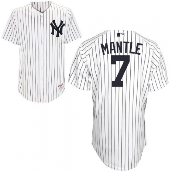 Youth Majestic New York Yankees 7 Mickey Mantle Authentic White Name Back MLB Jersey