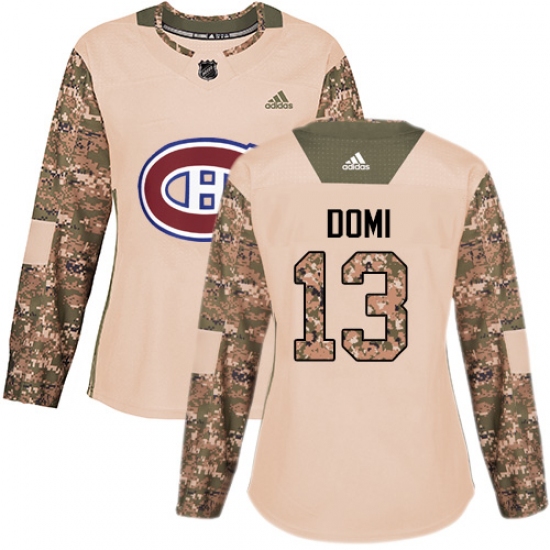 Women's Adidas Montreal Canadiens 13 Max Domi Authentic Camo Veterans Day Practice NHL Jersey