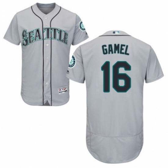 Men's Majestic Seattle Mariners 16 Ben Gamel Grey Road Flex Base Authentic Collection MLB Jersey
