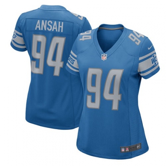 Women's Nike Detroit Lions 94 Ziggy Ansah Game Light Blue Team Color NFL Jersey