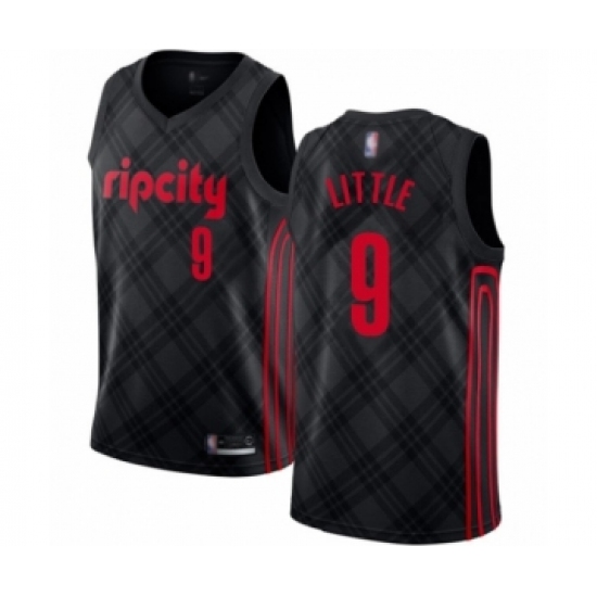 Men's Portland Trail Blazers 9 Nassir Little Authentic Black Basketball Jersey - City Edition