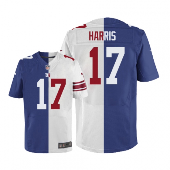 Men's Nike New York Giants 17 Dwayne Harris Elite Blue/White Split Fashion NFL Jersey