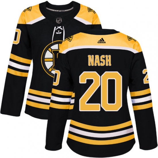 Women's Adidas Boston Bruins 20 Riley Nash Authentic Black Home NHL Jersey