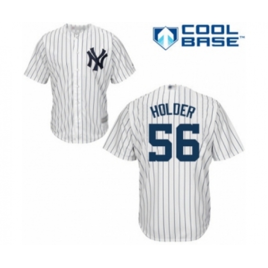 Youth New York Yankees 56 Jonathan Holder Authentic White Home Baseball Player Jersey