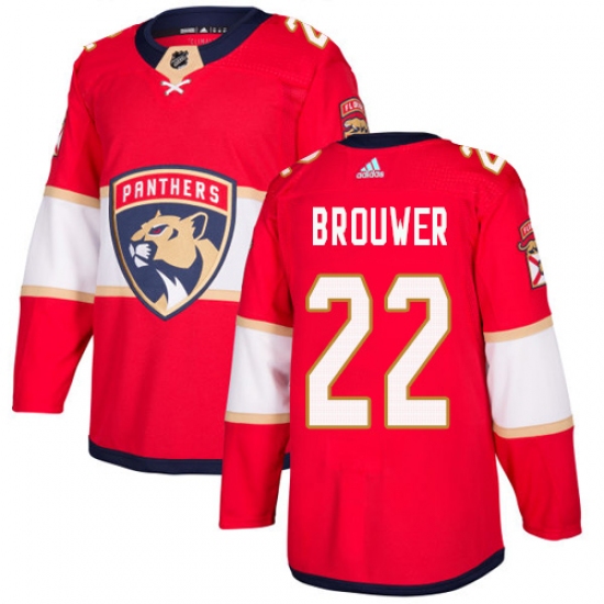Men's Adidas Florida Panthers 22 Troy Brouwer Authentic Red Home NHL Jersey
