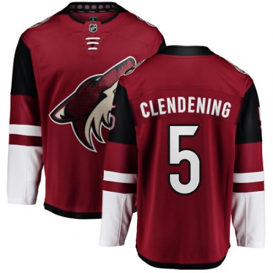 Youth Arizona Coyotes 5 Adam Clendening Authentic Burgundy Red Home Fanatics Branded Breakaway NHL Jersey