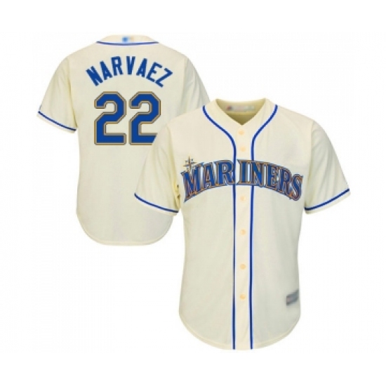 Men's Seattle Mariners 22 Omar Narvaez Replica Cream Alternate Cool Base Baseball Jersey