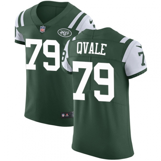 Men's Nike New York Jets 79 Brent Qvale Elite Green Team Color NFL Jersey