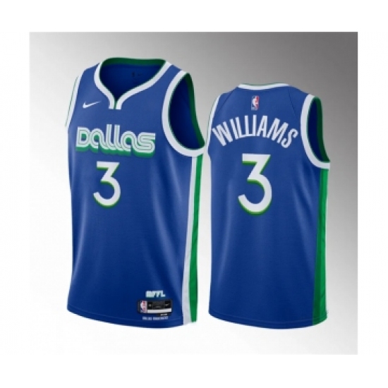 Men's Dallas Mavericks 3 Grant Williams Blue City Edition Stitched Basketball Jersey