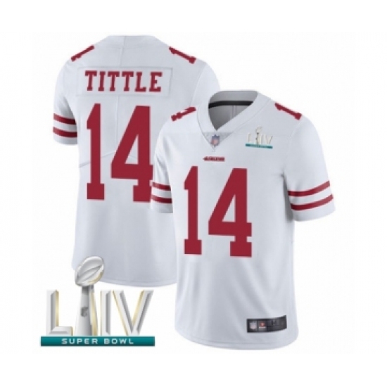 Men's San Francisco 49ers 14 Y.A. Tittle White Vapor Untouchable Limited Player Super Bowl LIV Bound Football Jersey
