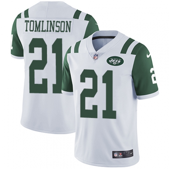 Men's Nike New York Jets 21 LaDainian Tomlinson White Vapor Untouchable Limited Player NFL Jersey