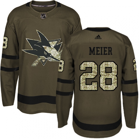 Men's Adidas San Jose Sharks 28 Timo Meier Premier Green Salute to Service NHL Jersey