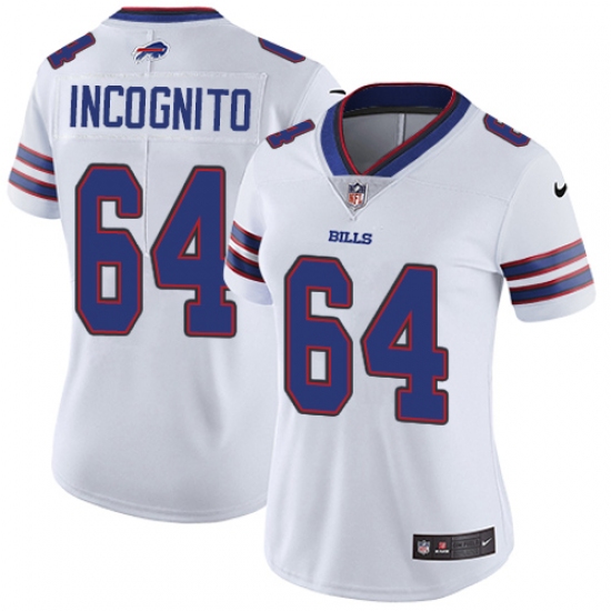 Women's Nike Buffalo Bills 64 Richie Incognito White Vapor Untouchable Limited Player NFL Jersey