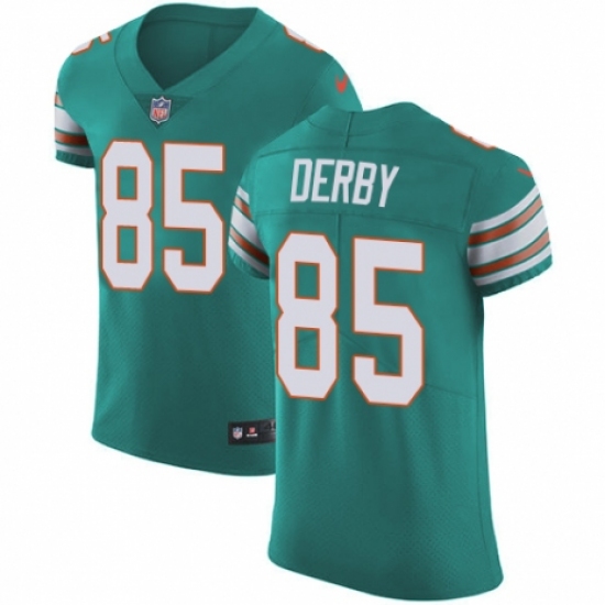 Men's Nike Miami Dolphins 85 A.J. Derby Aqua Green Alternate Vapor Untouchable Elite Player NFL Jersey